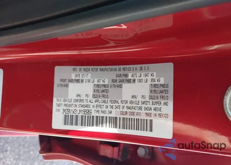 2018 Mazda Mazda3 Grand Touring из США, поврежденный, VIN 3MZBN1W31JM166959